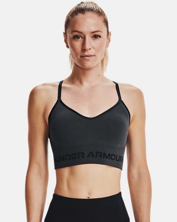 Women's UA Seamless Low Long Heather Sports Bra in Gray image number 0